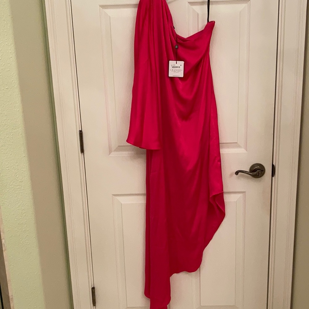 LAUNDRY by Shelli Segal Fuschia One Shoulder Women Cocktail Dress Sz10 NWT